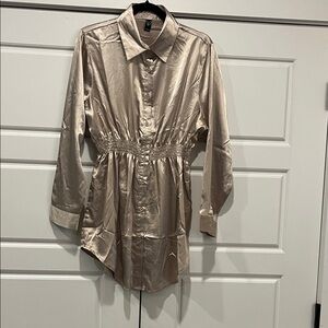 Windsor Satin Blouse in Champagne